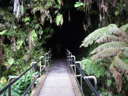 Entrance to Thurston Lava Tube.  How amazing to walk through a fern forest to this huge tube imagining lava flowing from the volcano and through the tube.